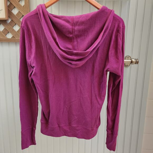 Old Navy Intimates Plum Scoop Neck Waffle Textured Cotton Hoodie Sweater - Picture 2 of 6